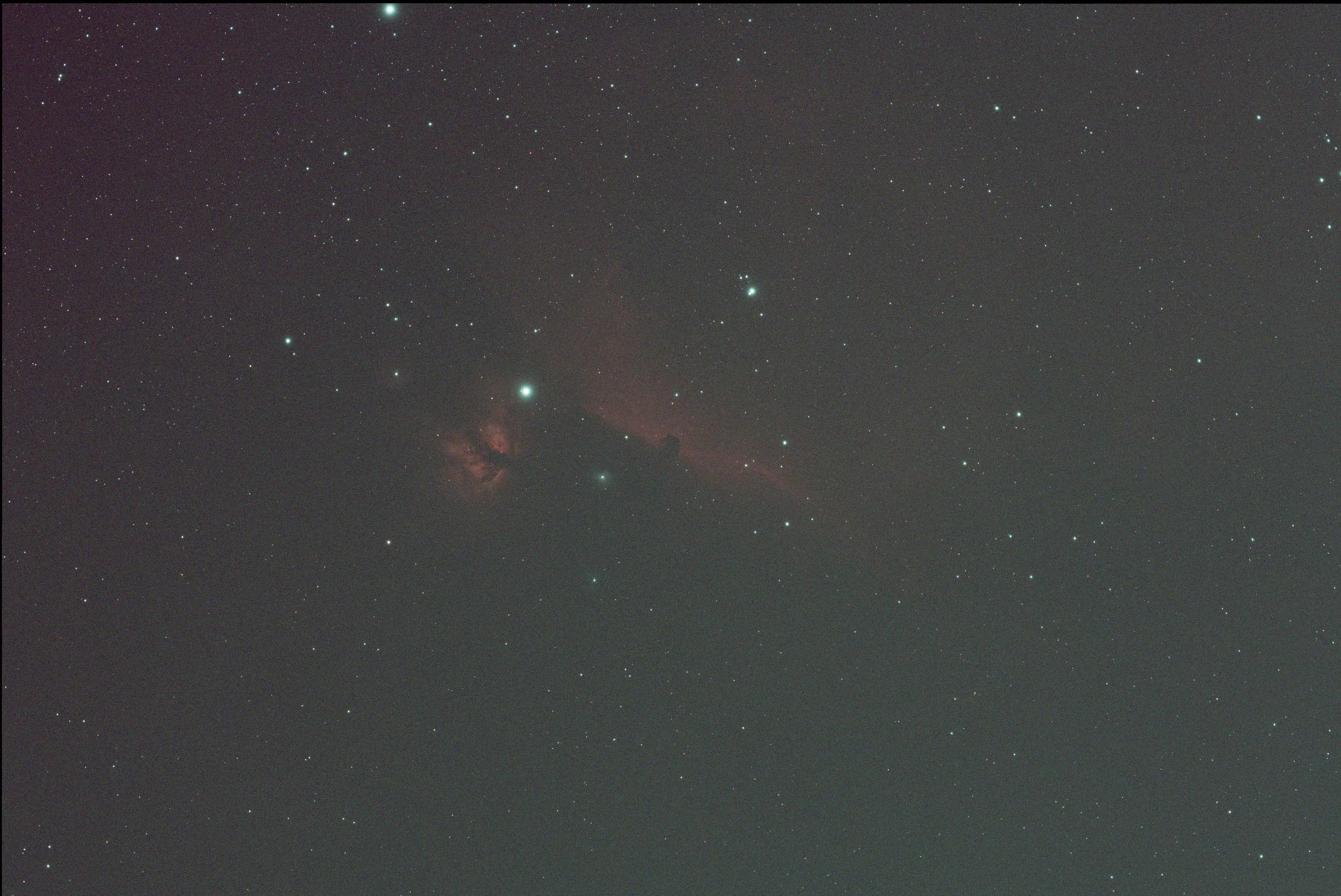 Horsehead Nebula stacking comparison: Single Frame