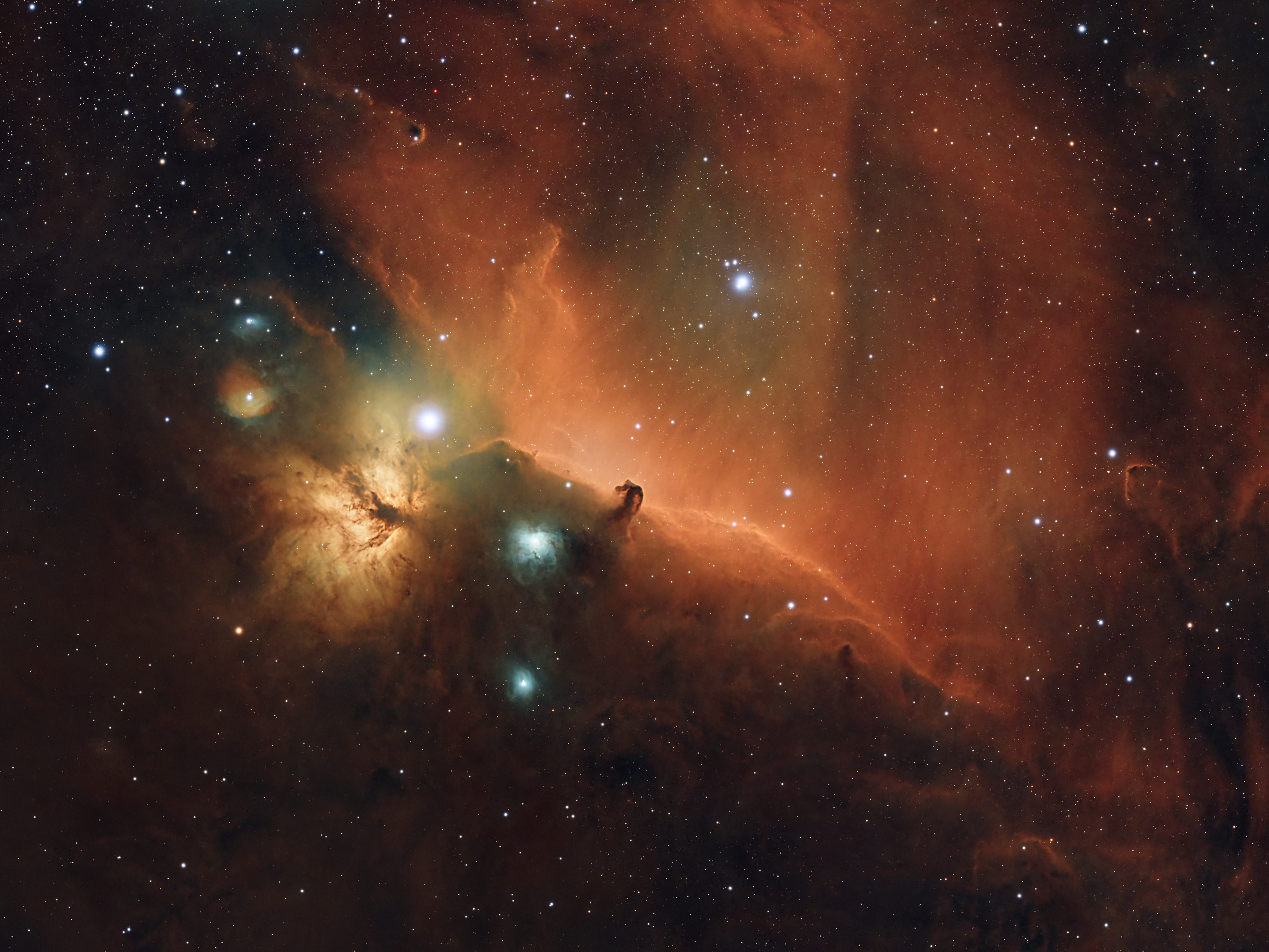 Horsehead Nebula raw and final image comparison: Final