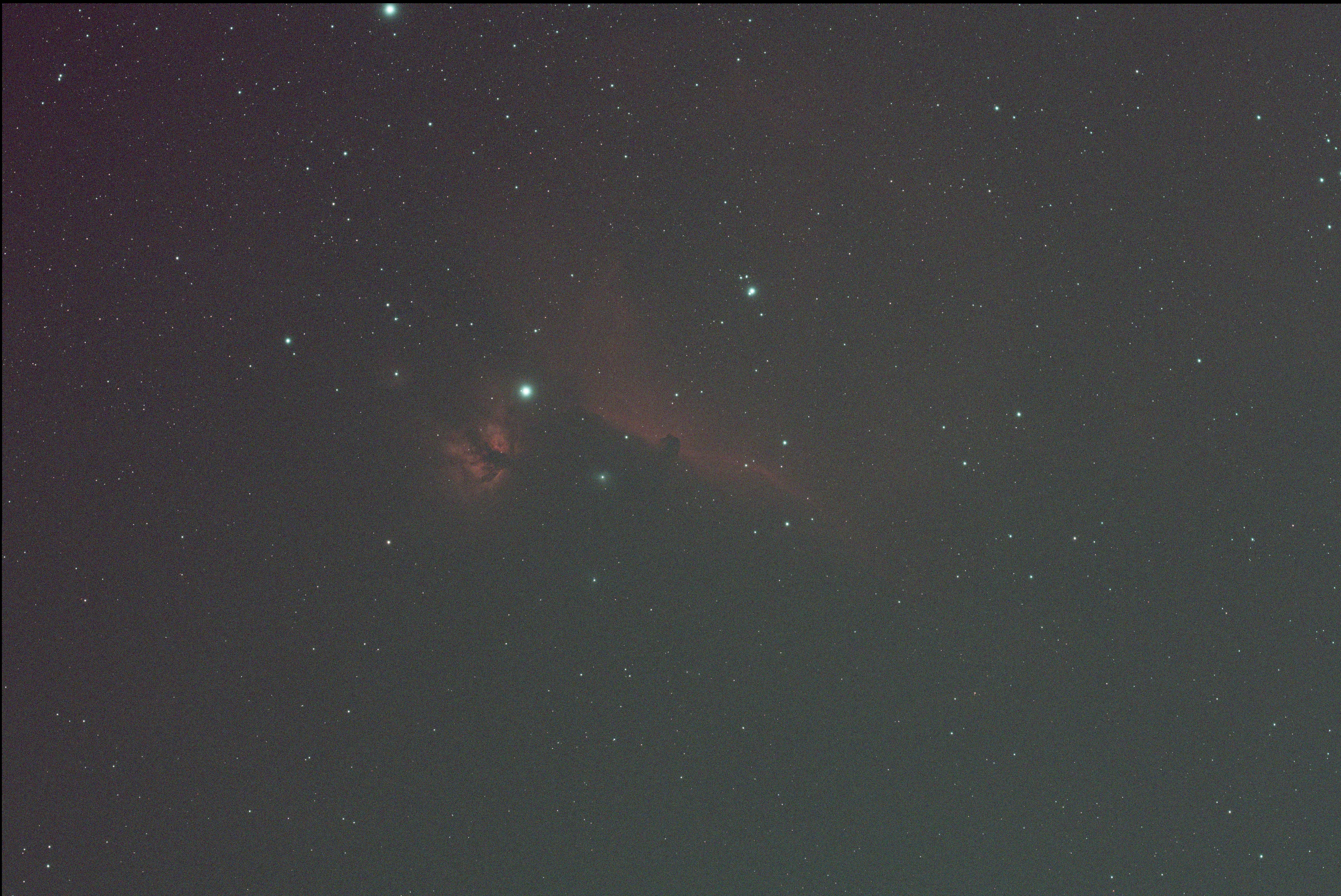 Horsehead Nebula stacking comparison: Single Frame